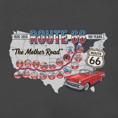 Detail View of the Back of Limited Edition Route 66 Centennial 100 Year Anniversary Charcoal T-Shirt
