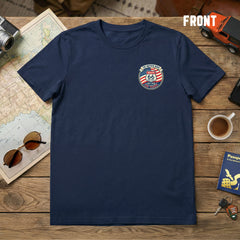 Front View of Limited Edition Route 66 Centennial 100 Year Anniversary Navy T-Shirt