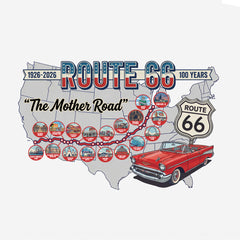 Detail View of the Back of Limited Edition Route 66 Centennial 100 Year Anniversary White T-Shirt