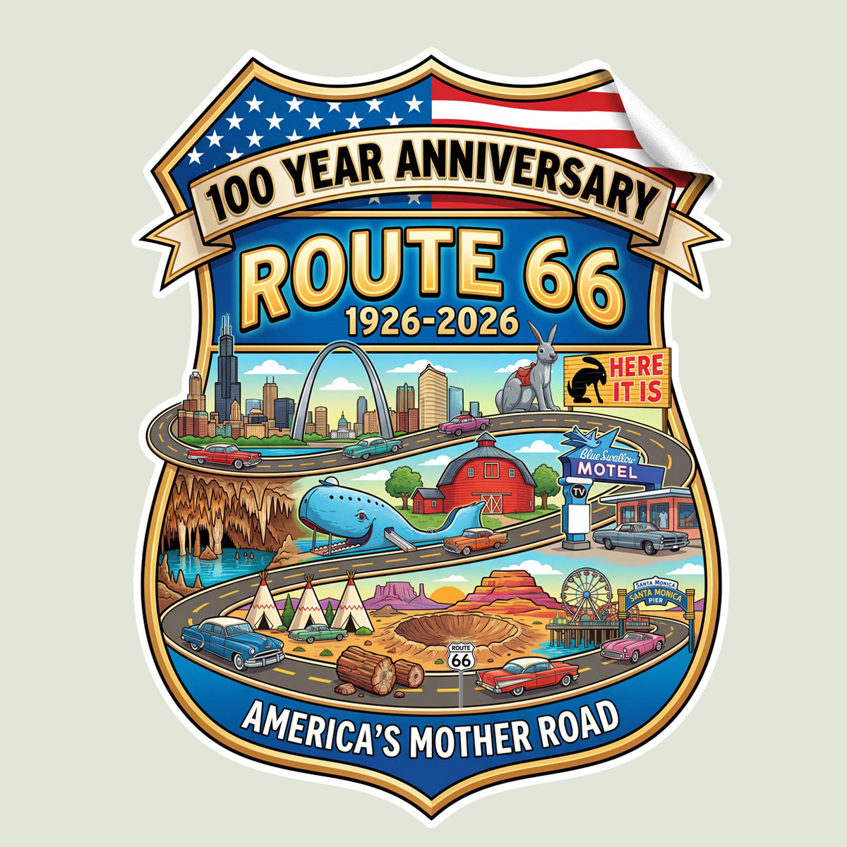 Route 66 - ROAD TRIP - 100 Anniversary Sticker