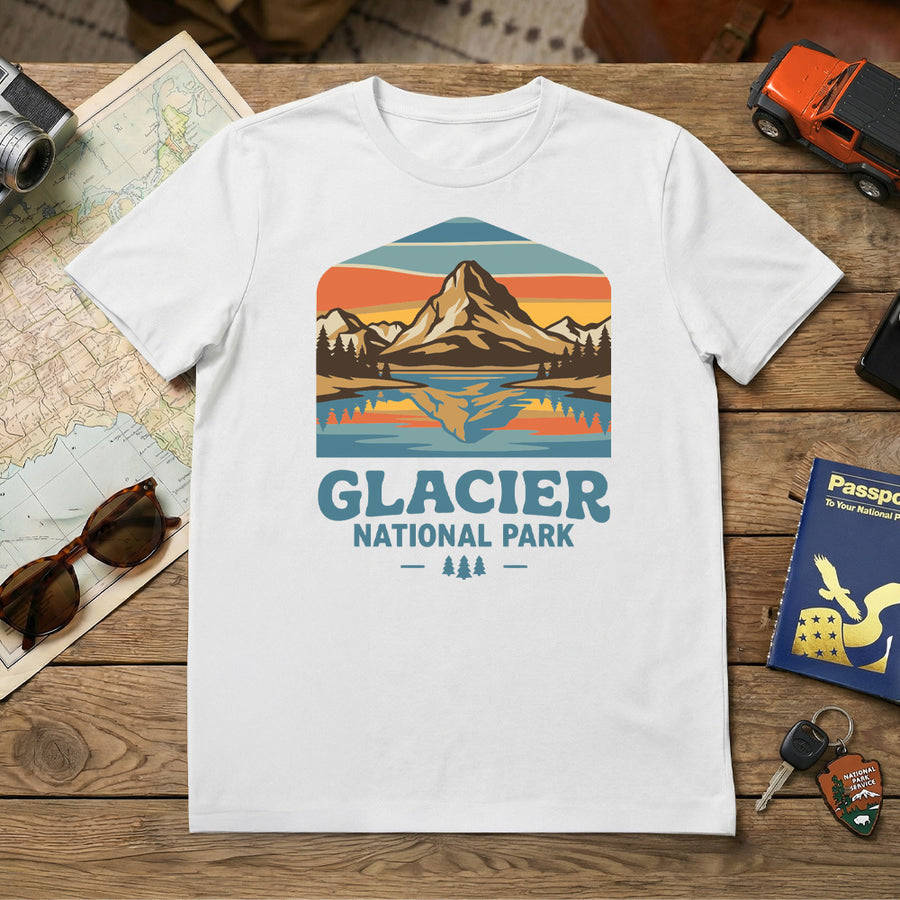 Glacier – Retro Mountain Emblem T-Shirt