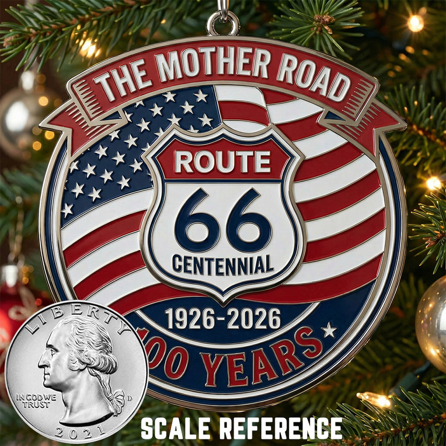 Decorative Route 66 Commemorative 100 Year Anniversary 1926-2026 Metal Collectible Ornament .