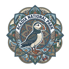 Acadia – Puffin Mandala -  T-Shirt