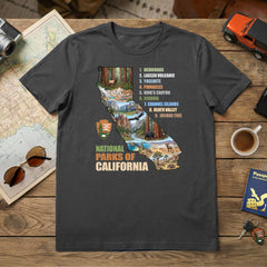 California National Parks - Map - T-Shirt