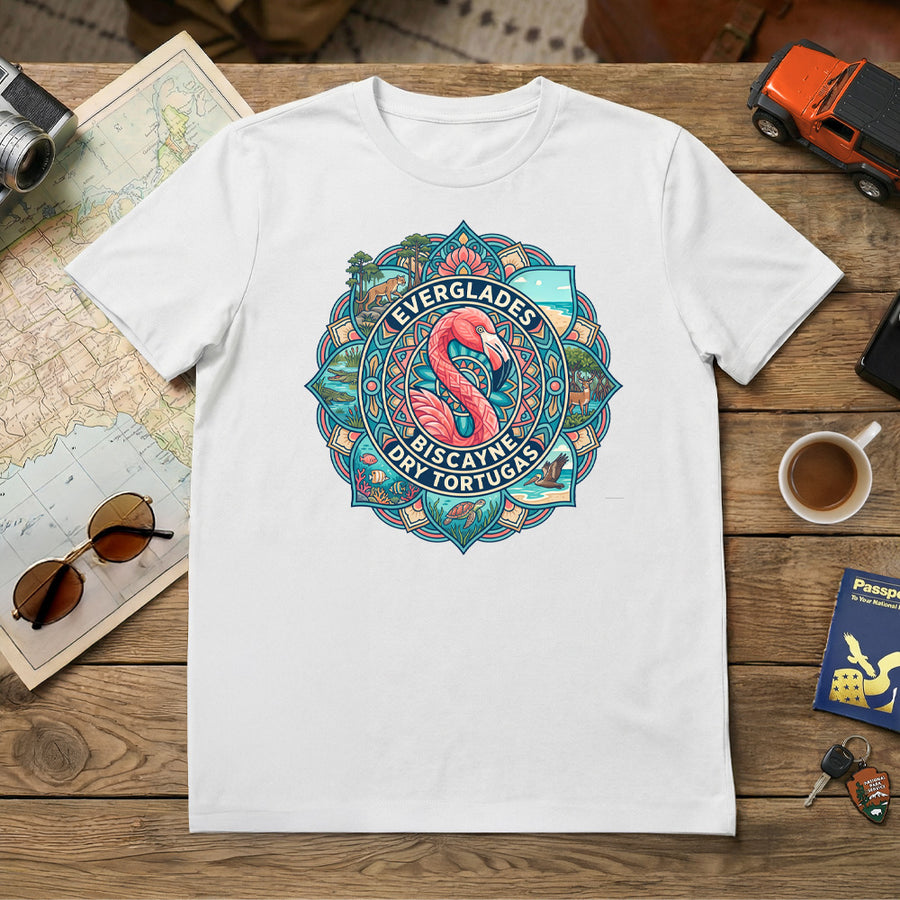Florida National Parks - Flamingo Mandala - T-Shirt