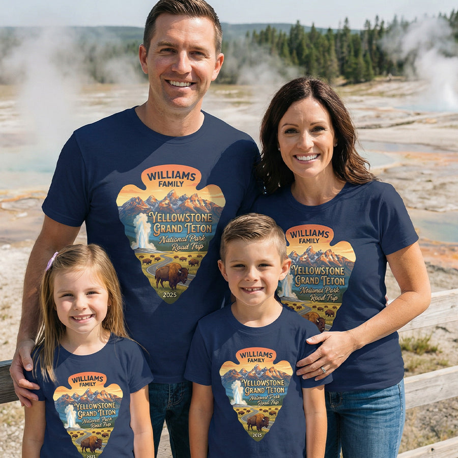 Grand Teton and Yellowstone - Golden Hour - Personalized T-Shirt