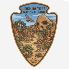 Detail view of Personalized and Custom Joshua Tree National Park Arrowhead design on White T-shirt