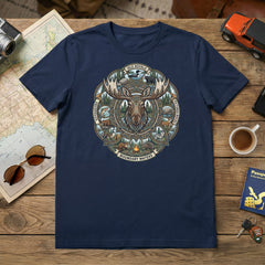 Moose Mandala - Northern Waters Road Trip Tshirt featuring Isle Royale, Pictured Rocks, Voyageurs and Boundary Waters in navy