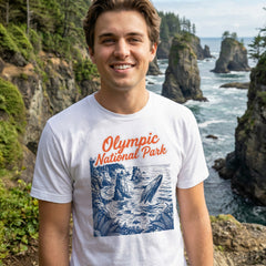 Olympic – Cape Flattery Retro Humpback - T-Shirt