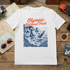 Olympic – Cape Flattery Retro Humpback - T-Shirt