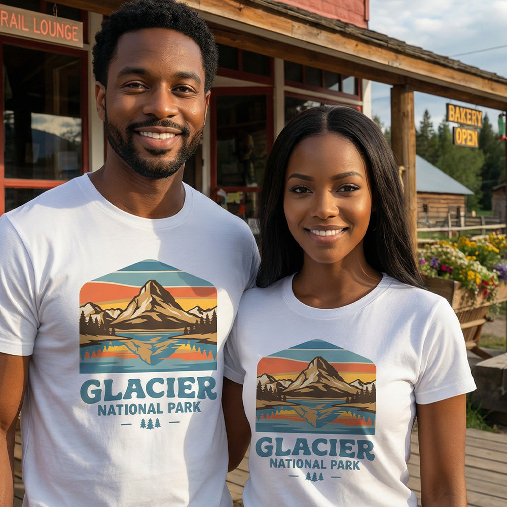 Glacier – Retro Mountain Emblem T-Shirt