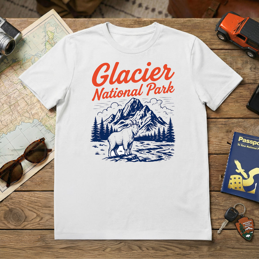 Glacier – Retro Mountain Goat T-Shirt