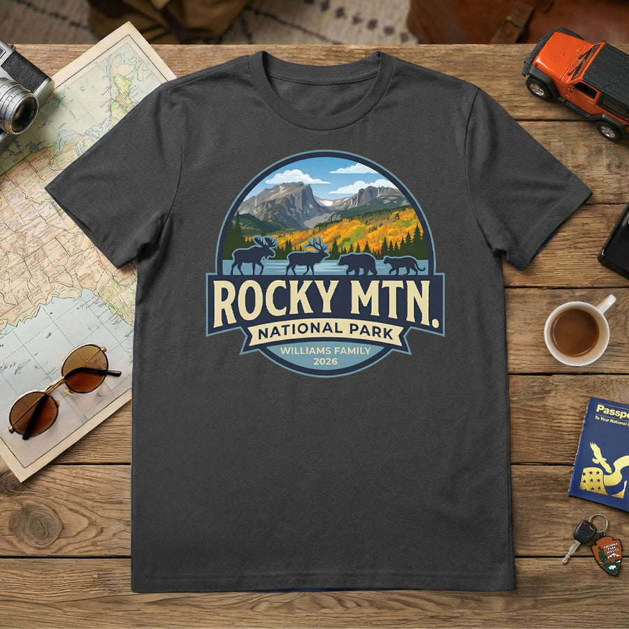 Rocky Mountain – Circular Badge -  Personalized T-Shirt