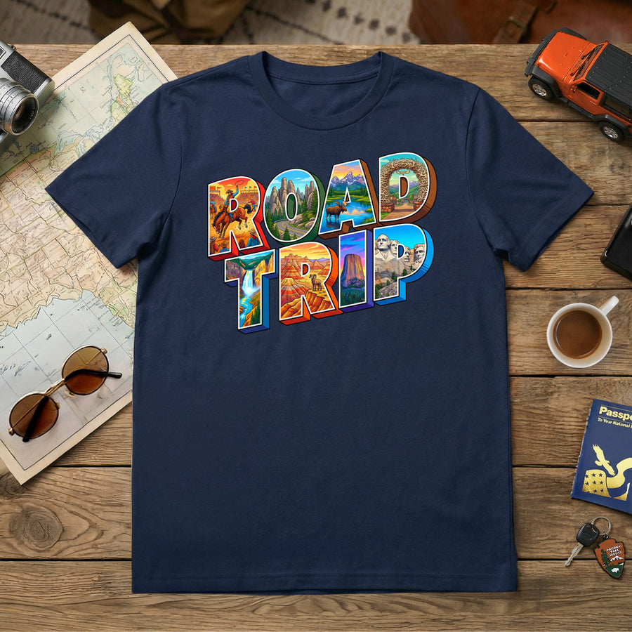 Badlands to Yellowstone - Vibrant Road Trip - Personalized T-Shirt