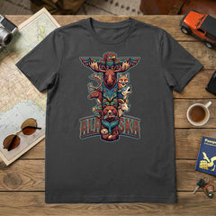 Alaska National Parks - Totem Pole - Charcoal Tshirt