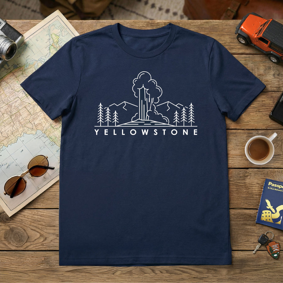Yellowstone - Geyser Sketch T-Shirt
